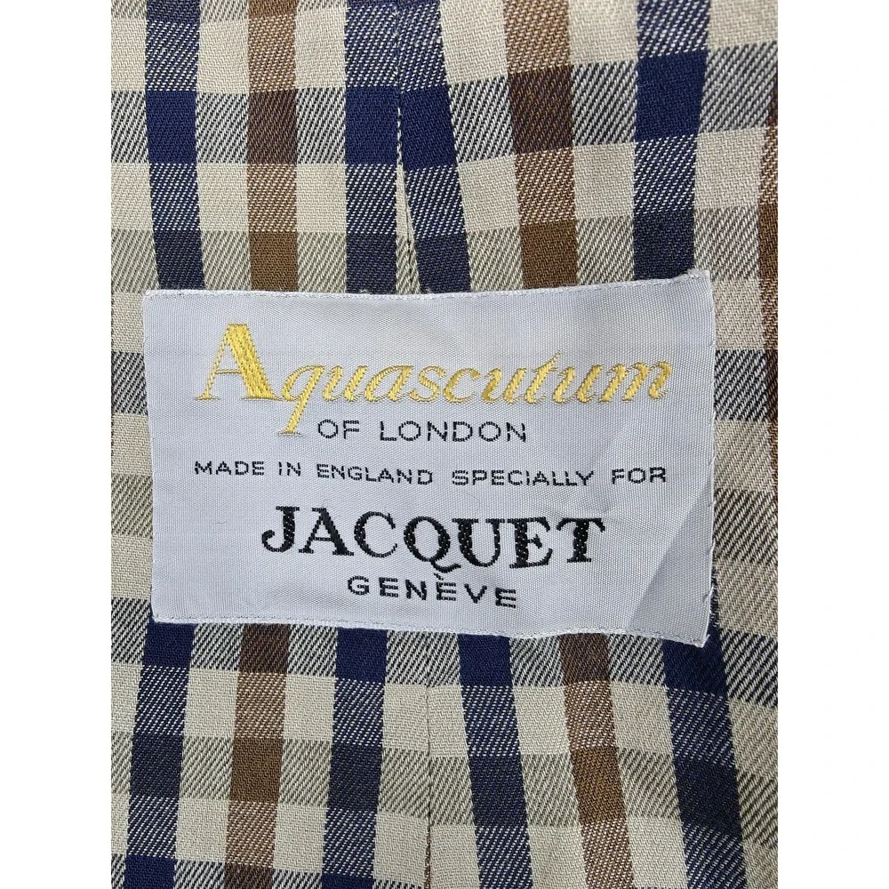 Vintage Aquascutum Coat Mens Medium Beige Cotton Aqua 5 Rain Trench Check